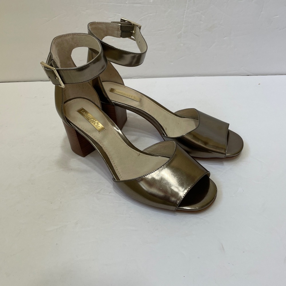 LOUISE ET CIE KARISA ANKLE CUFF METALLIC PATINA BRONZE LEATHER SANDALS